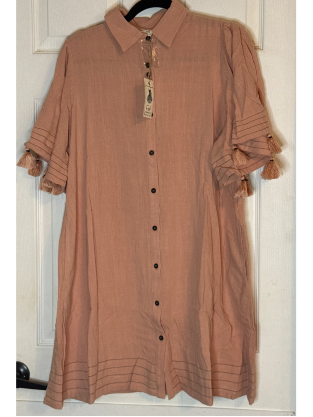 Easel Dress Size S Peach Tassel Detail